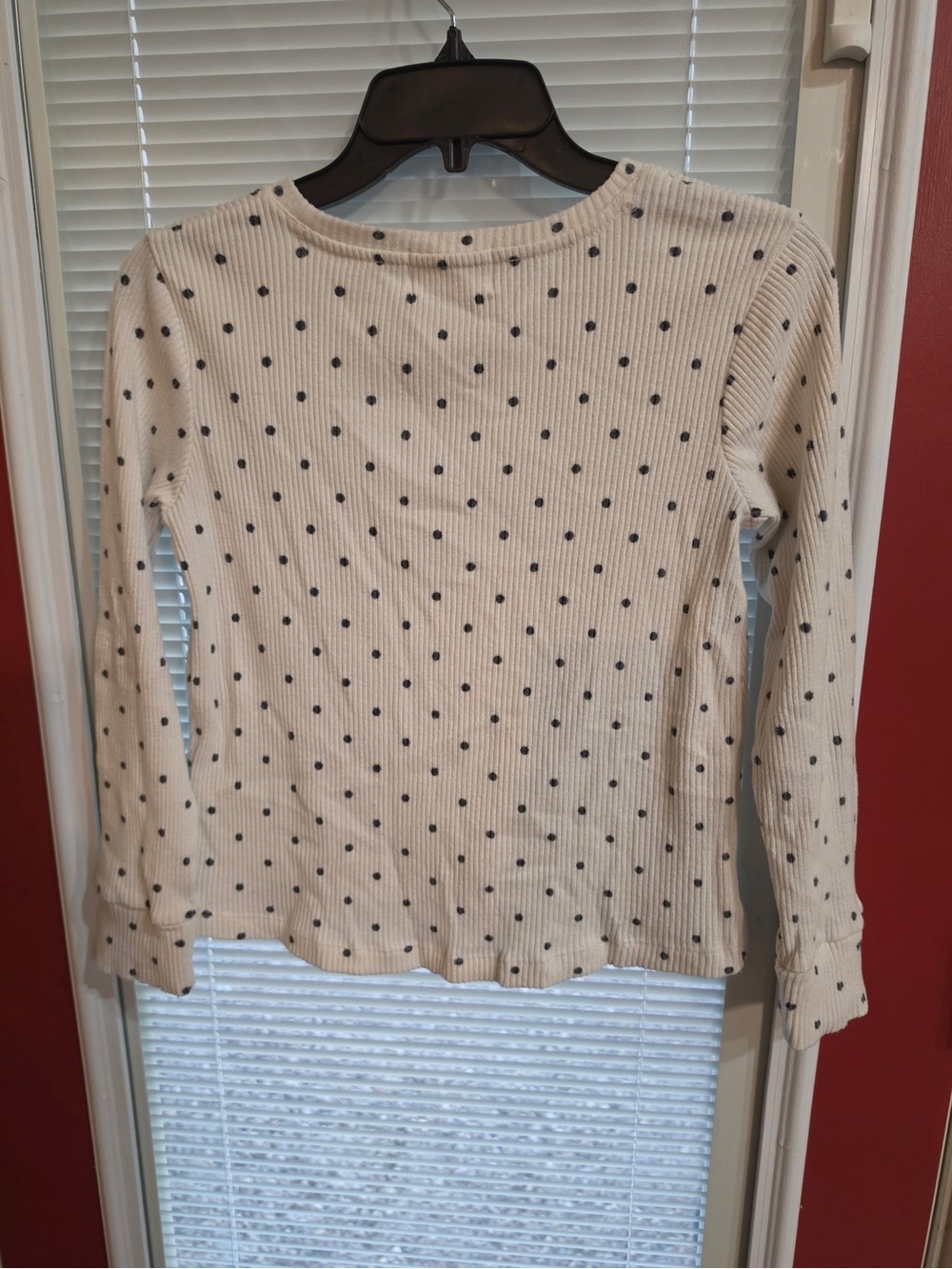 Old Navy Cream Ribbed Polka Dot Pullover - Black Dots - Picture 3 of 3